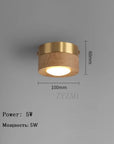 Walnut Ceiling Lamp with LED Spotlight