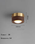 Walnut Ceiling Lamp with LED Spotlight