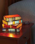 Colored glass book lamp