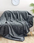 Waterproof Fleece Blanket for Bed and Sofa – Soft and Cozy Fleece Throw Blanket in Grey, Black, or Brown 0
