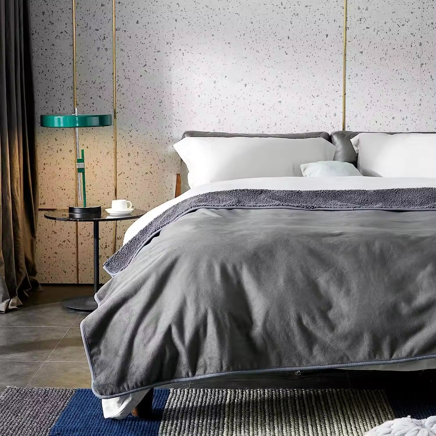 Waterproof Fleece Blanket for Bed and Sofa – Soft and Cozy Fleece Throw Blanket in Grey, Black, or Brown 1