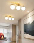 Nordic LED Glass Ceiling Light - Elegant White Ball for Any Room