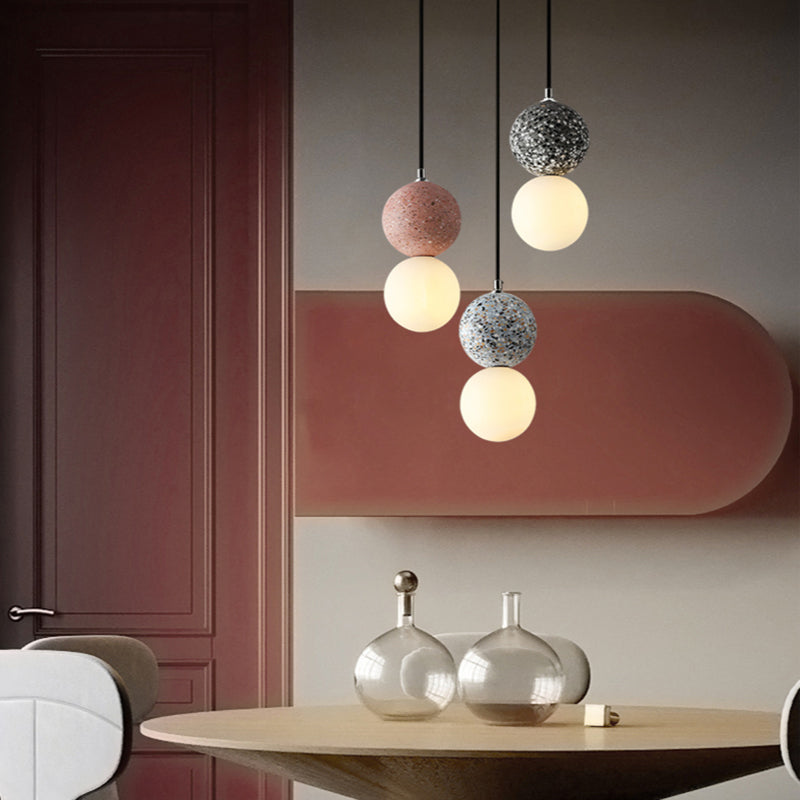 Pendant lamps LED - Black and White Glass