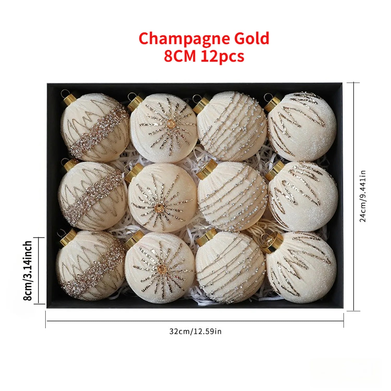 12PCS Christmas Tree Ball Decorations – 8CM Colorful Ornaments for Indoor and Outdoor Christmas Decorations 8