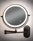 Black rechargeable LED magnifying mirror for make-up and bathroom