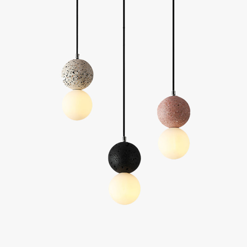 Pendant lamps LED - Black and White Glass