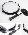 Black rechargeable LED magnifying mirror for make-up and bathroom