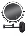 Black rechargeable LED magnifying mirror for make-up and bathroom