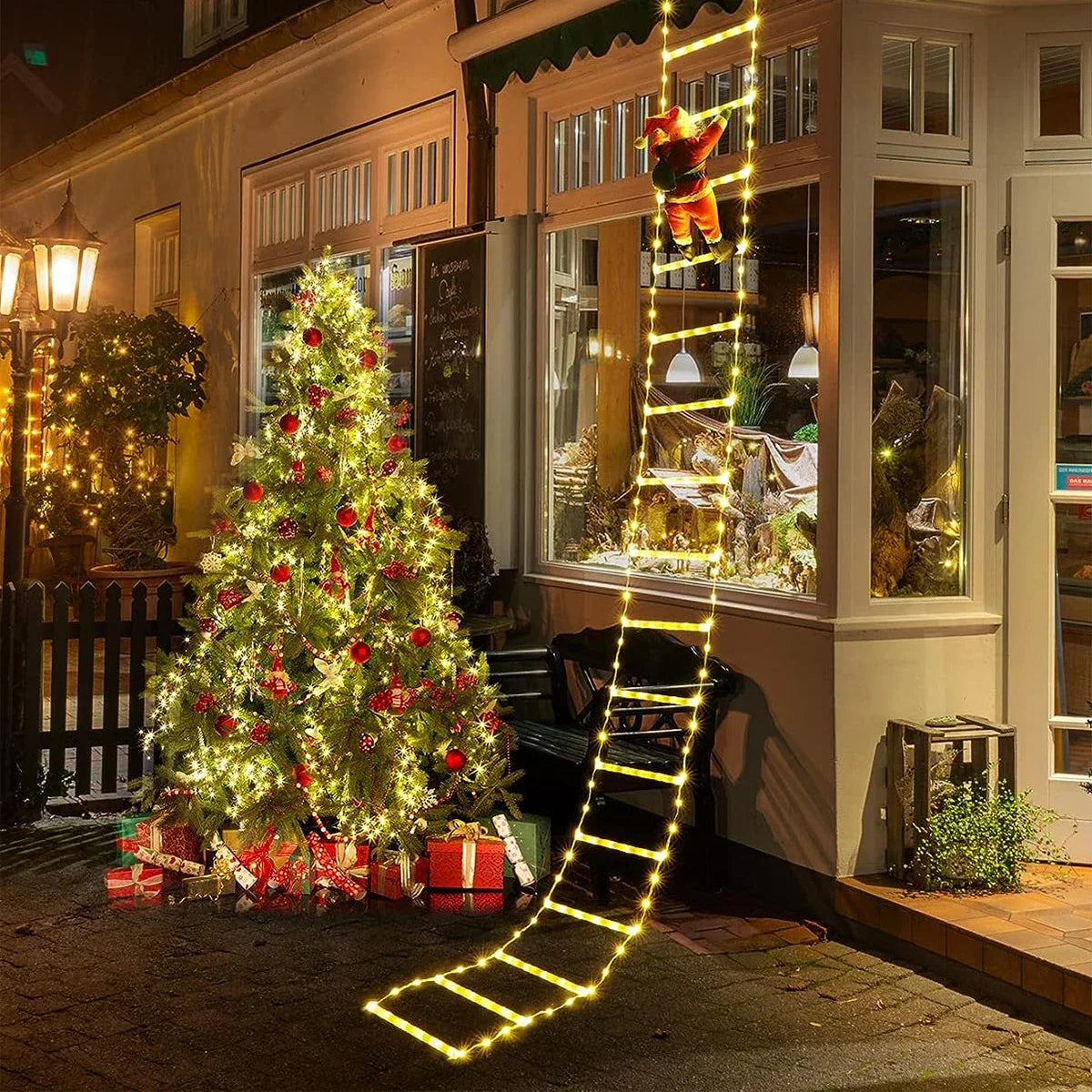3M Santa Claus Climbing Ladder Outdoor Christmas Decoration – Festive Garden Ornament for Holiday Decor 2