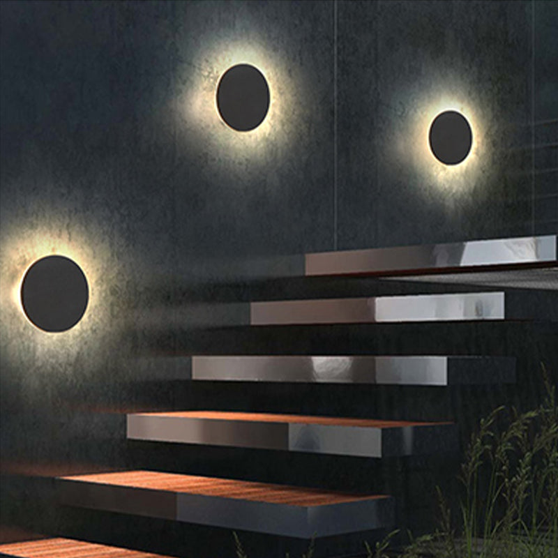 Modern Minimalism LED Wall Lights Black Metal Garden Hallway