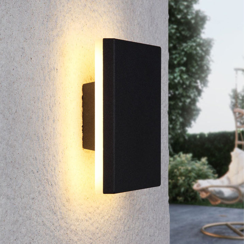 Modern Minimalism LED Wall Lights Black Metal Garden Hallway