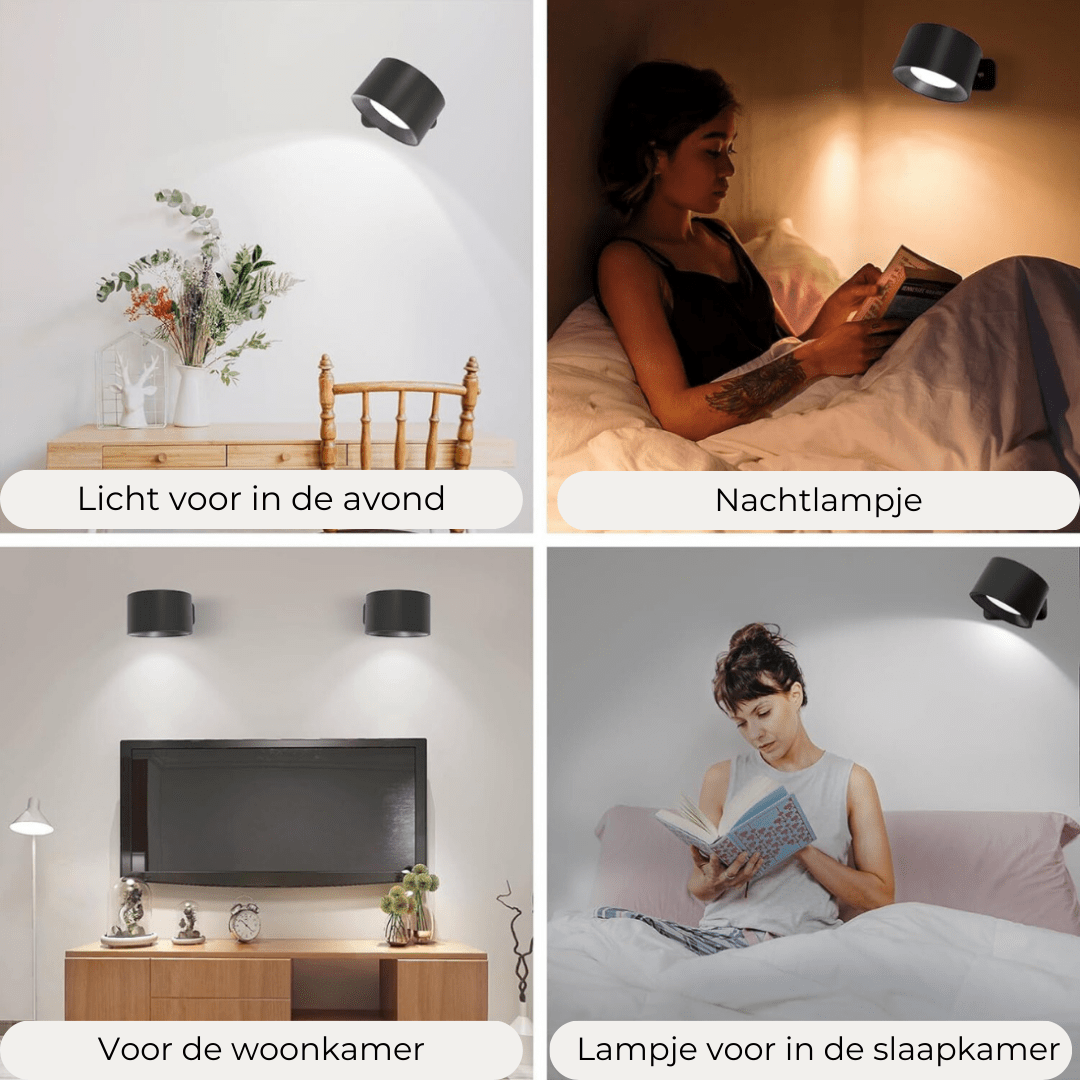 Wireless rechargeable 360° wall lamp