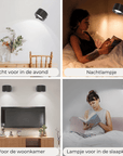 Wireless rechargeable 360° wall lamp