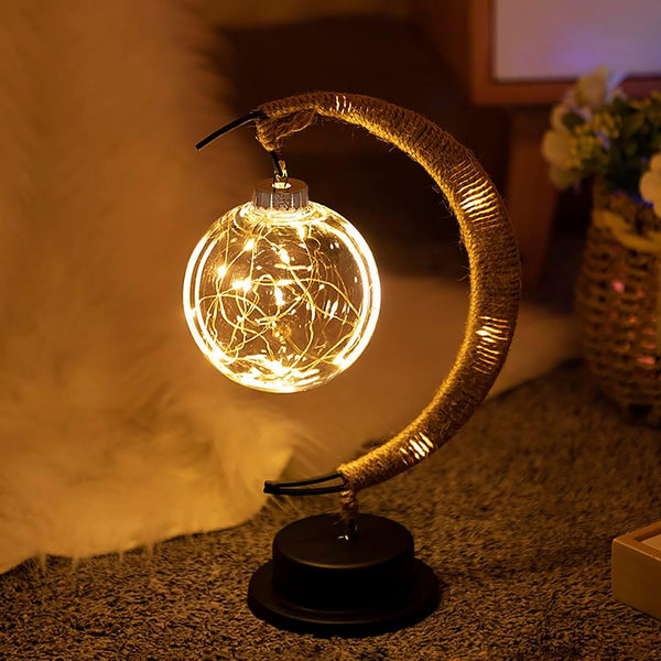 Enchanted Lunar Lamp Made of Glass with Warm Light