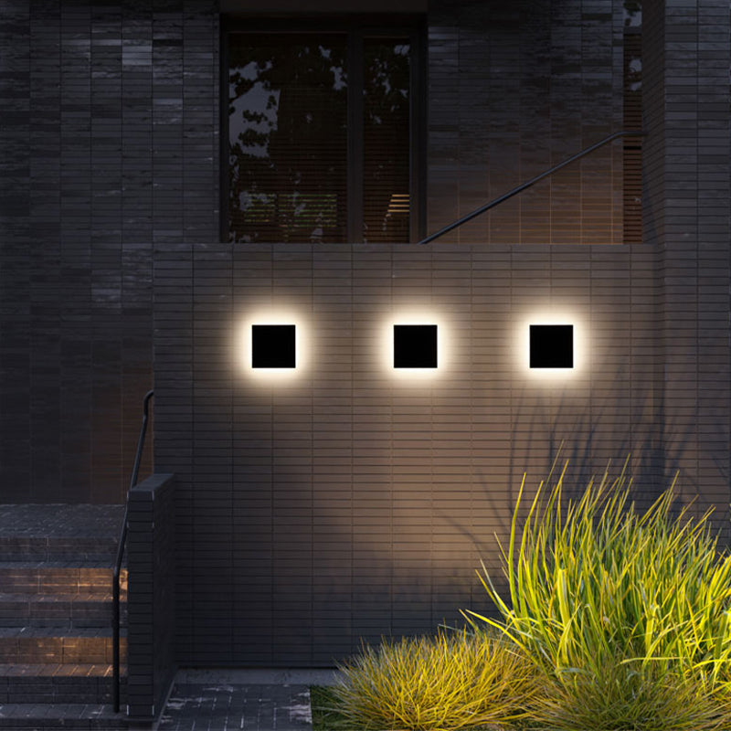 Modern Minimalism LED Wall Lights Black Metal Garden Hallway