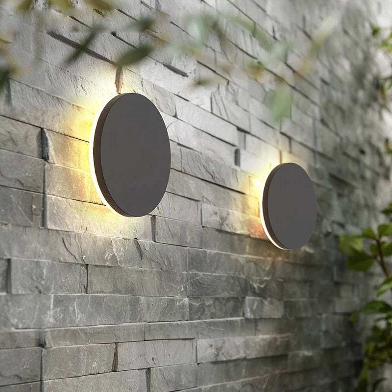 Modern Minimalism LED Wall Lights Black Metal Garden Hallway