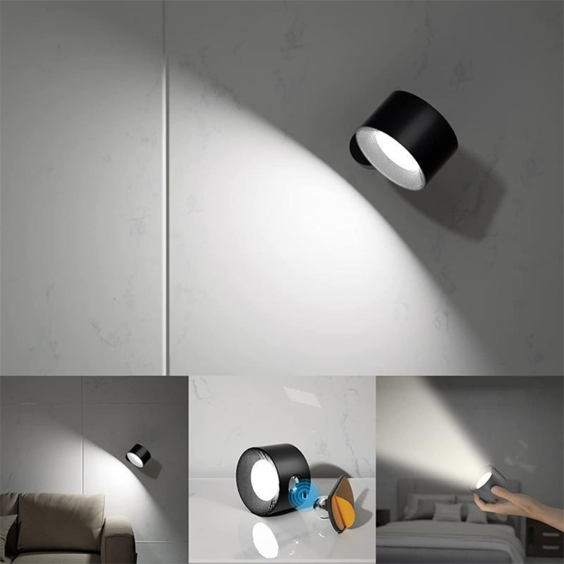 Wireless rechargeable 360° wall lamp