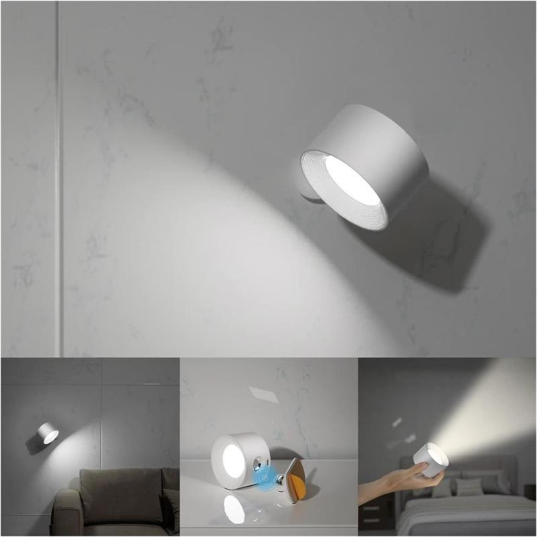 Wireless rechargeable 360° wall lamp