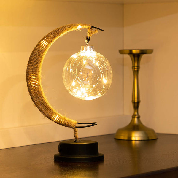 Enchanted Lunar Lamp Made of Glass with Warm Light