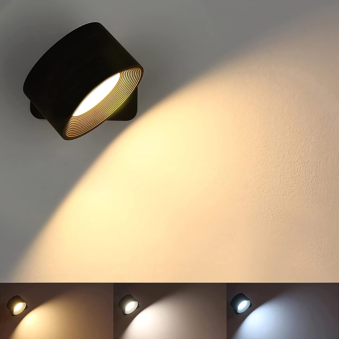 Wireless rechargeable 360° wall lamp