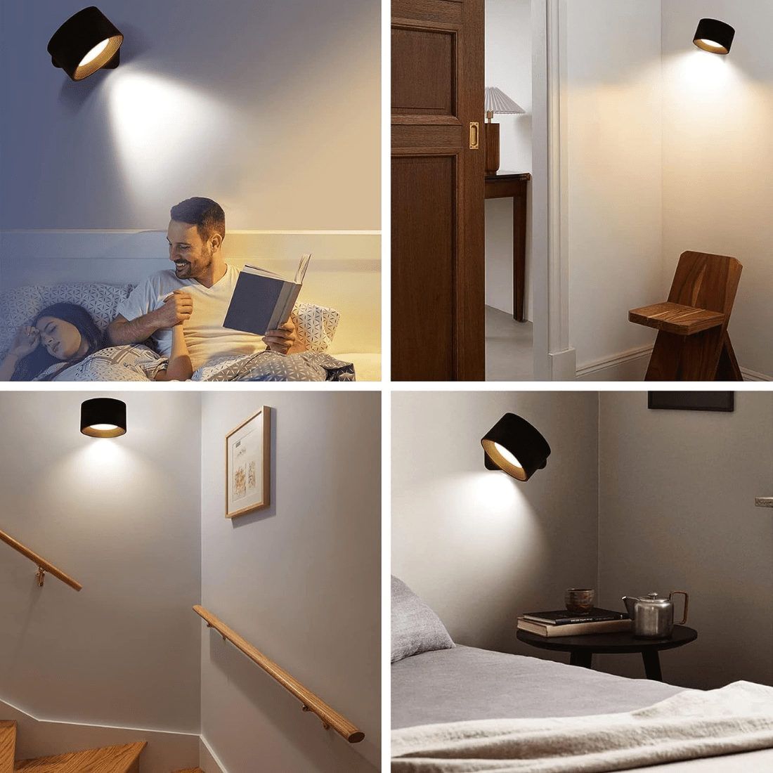 Wireless rechargeable 360° wall lamp