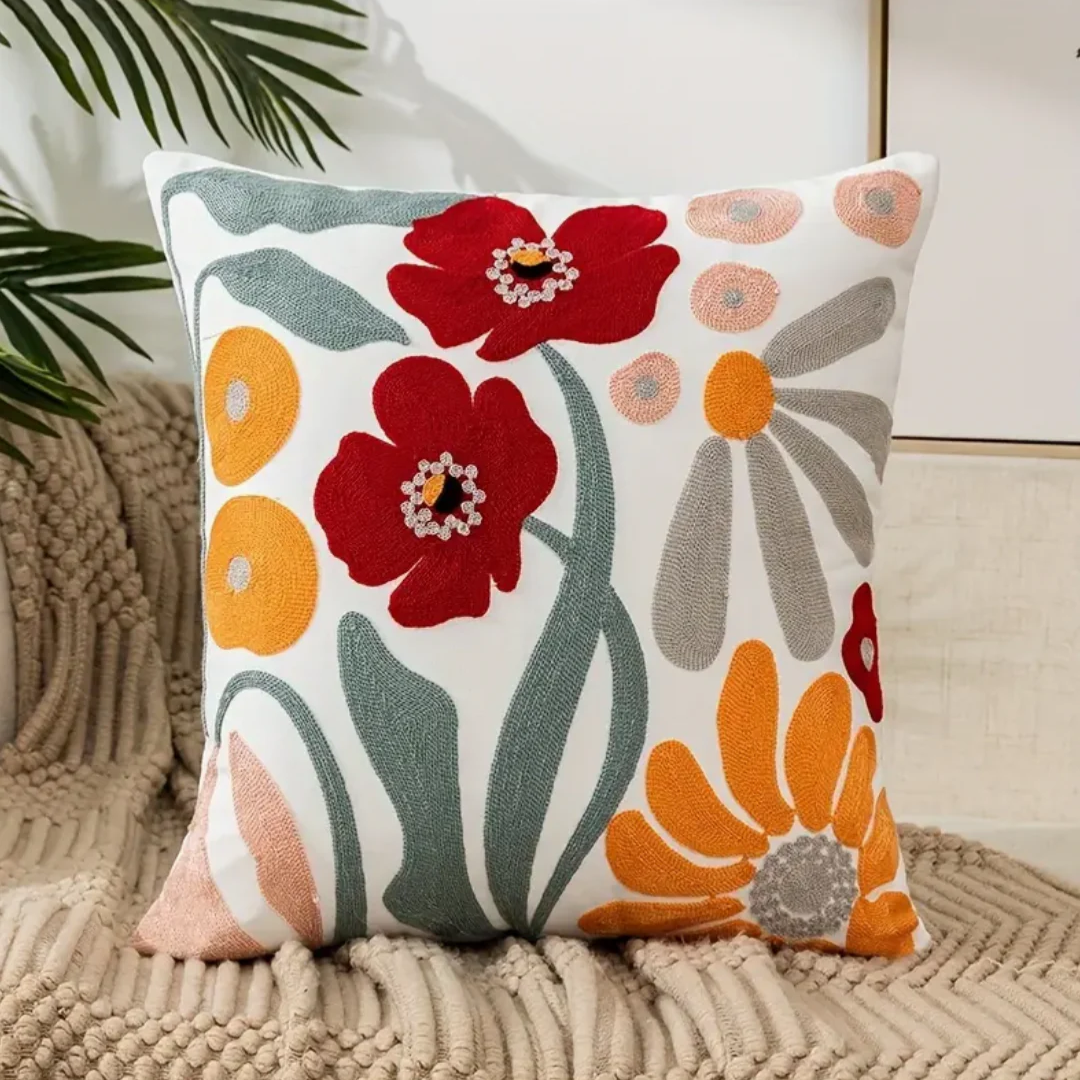 Floral Print Decorative Cushion Cover 45x45 cm – Soft Washable Throw Pillow for Couch, Perfect Scatter Cushion for Living Room 0
