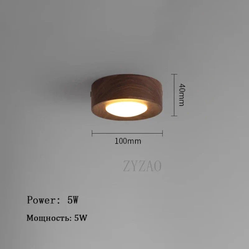 Walnut Ceiling Lamp with LED Spotlight