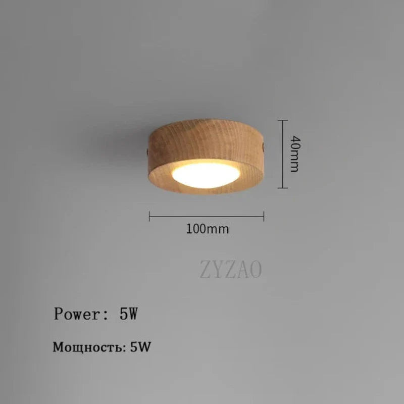 Walnut Ceiling Lamp with LED Spotlight