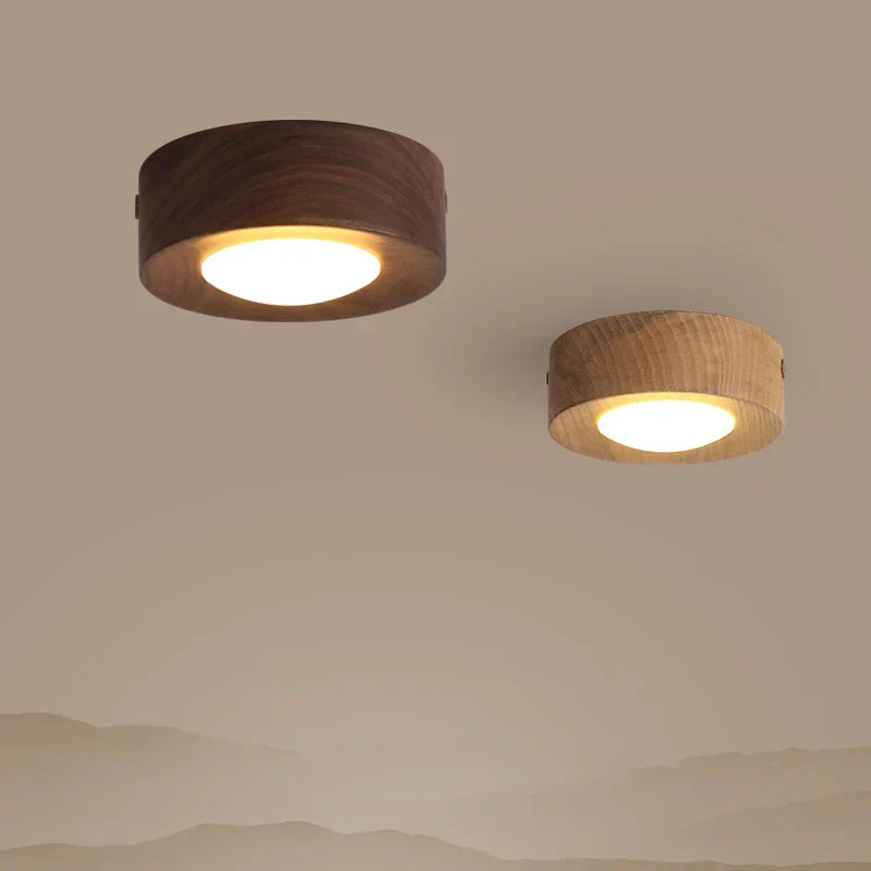 Walnut Ceiling Lamp with LED Spotlight