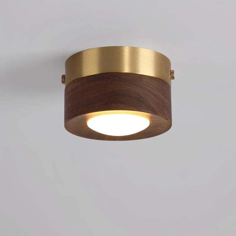 Walnut Ceiling Lamp with LED Spotlight