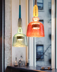 Pendant lights with colourful glass