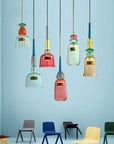 Pendant lights with colourful glass