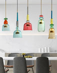 Pendant lights with colourful glass