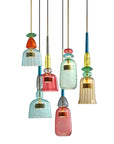 Pendant lights with colourful glass