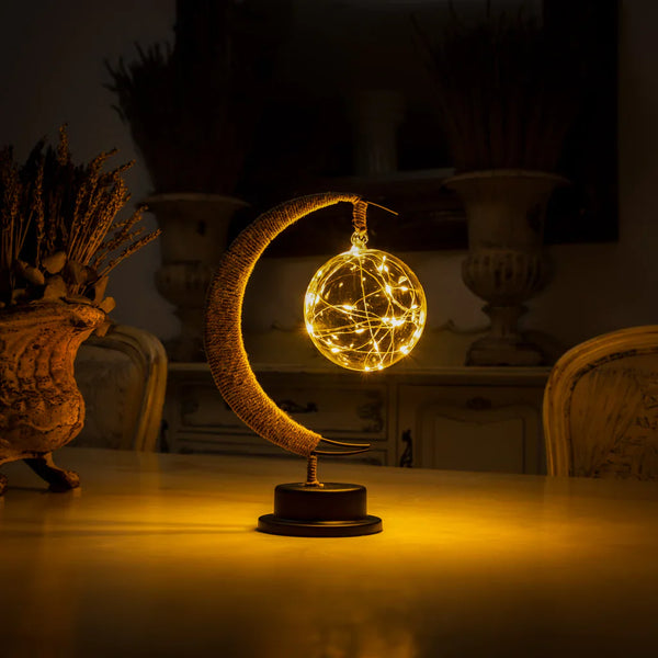 Enchanted Lunar Lamp Made of Glass with Warm Light