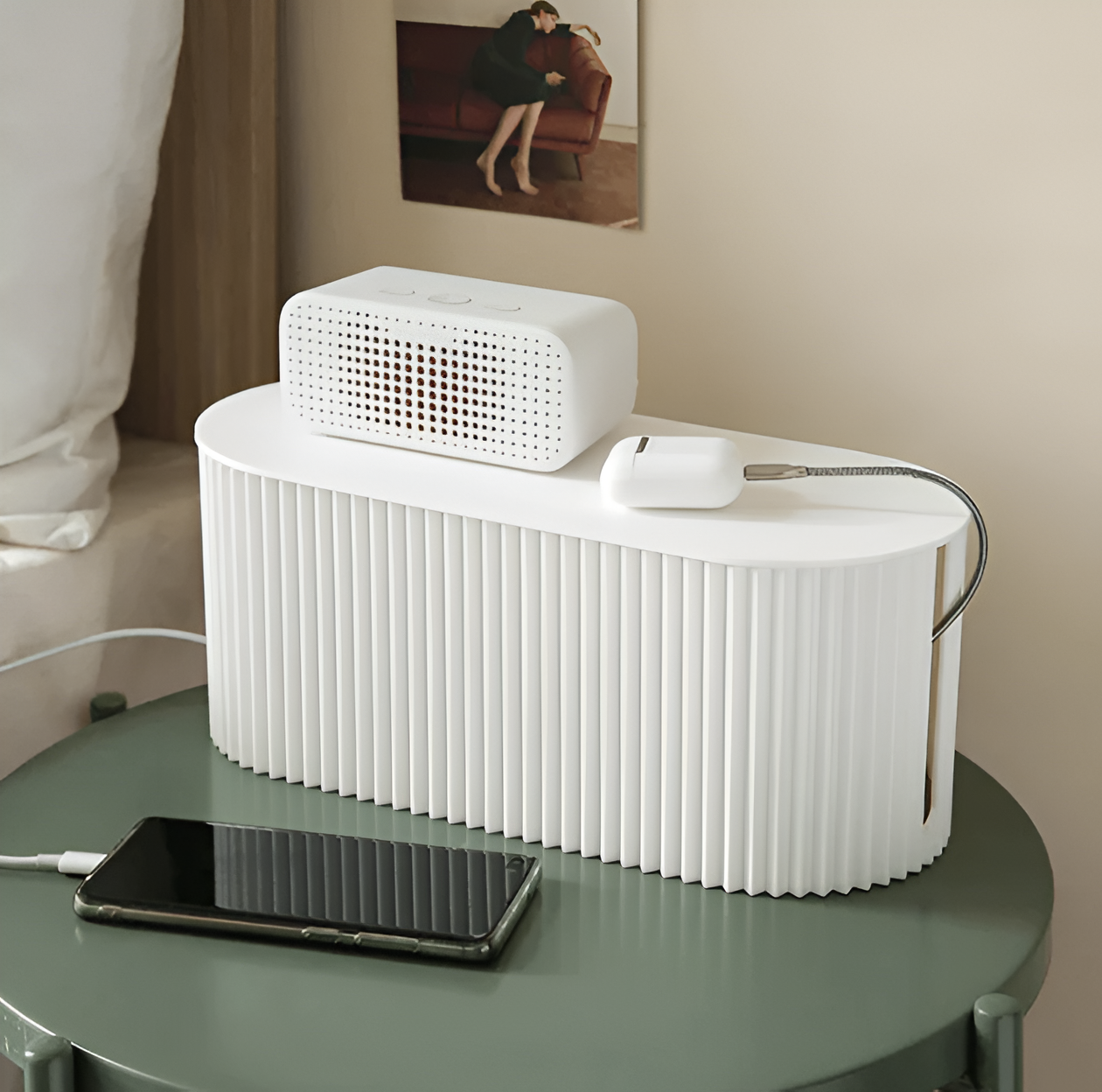 Minimalist Cable Box in Soft Colors – Stylish Macaron Design for Desk and Home Organization 4