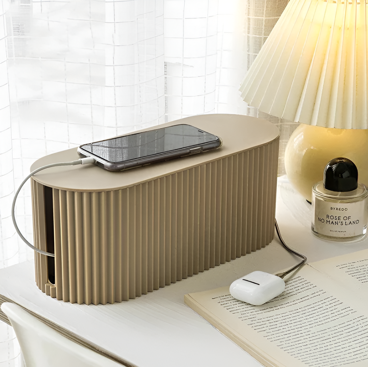 Minimalist Cable Box in Soft Colors – Stylish Macaron Design for Desk and Home Organization 5