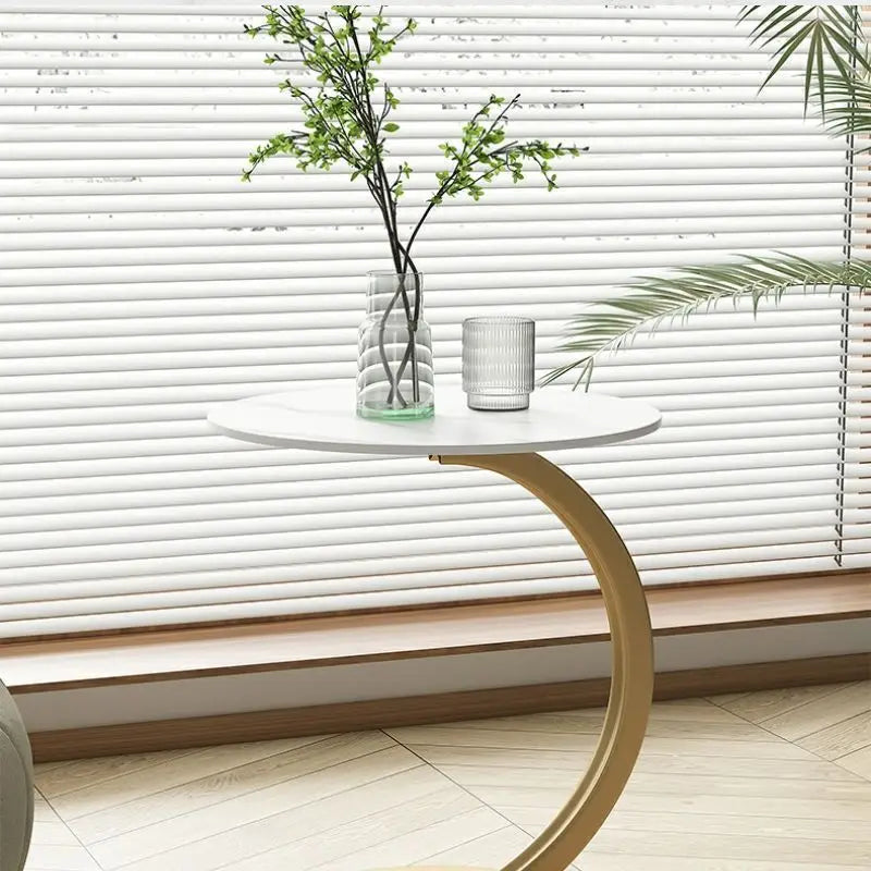 Reinforced Round Side Table - Compact Bedside Table for Living Room and Bedroom, Lightweight Design, Modern Aesthetic 5