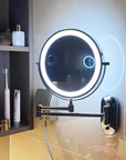 Black rechargeable LED magnifying mirror for make-up and bathroom