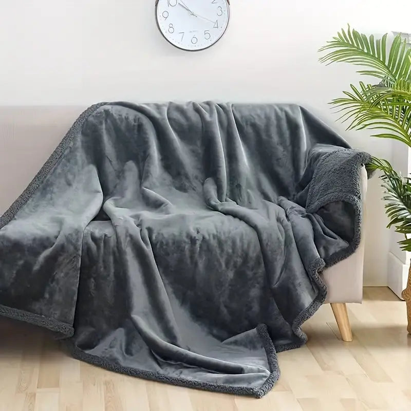 Waterproof Fleece Blanket for Bed and Sofa – Soft and Cozy Fleece Throw Blanket in Grey, Black, or Brown 0
