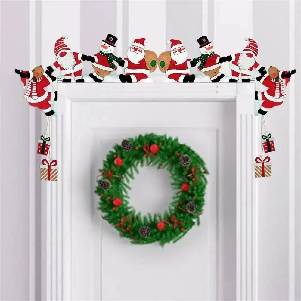 Wooden Christmas Door Corner Decor with Snowman and Reindeer – Festive Holiday Ornament for Christmas Decor 2