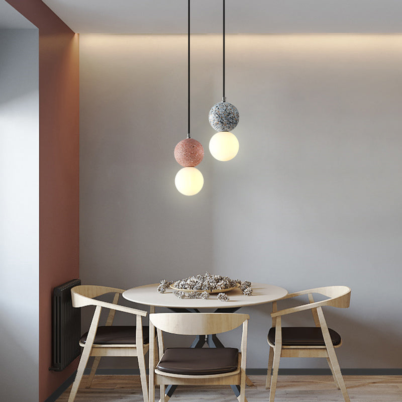 Pendant lamps LED - Black and White Glass