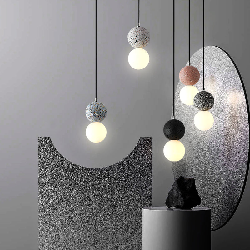 Pendant lamps LED - Black and White Glass