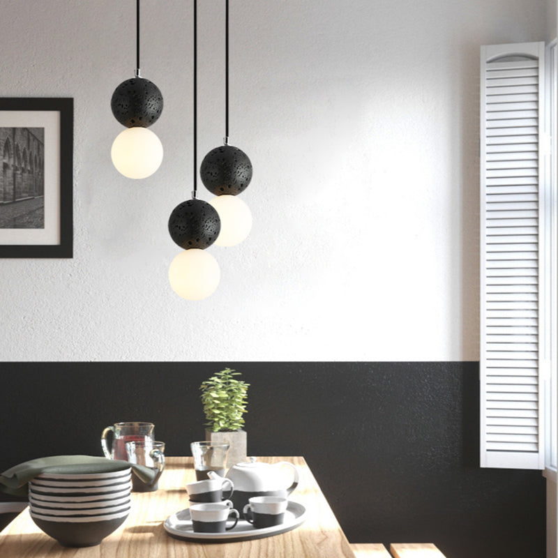 Pendant lamps LED - Black and White Glass