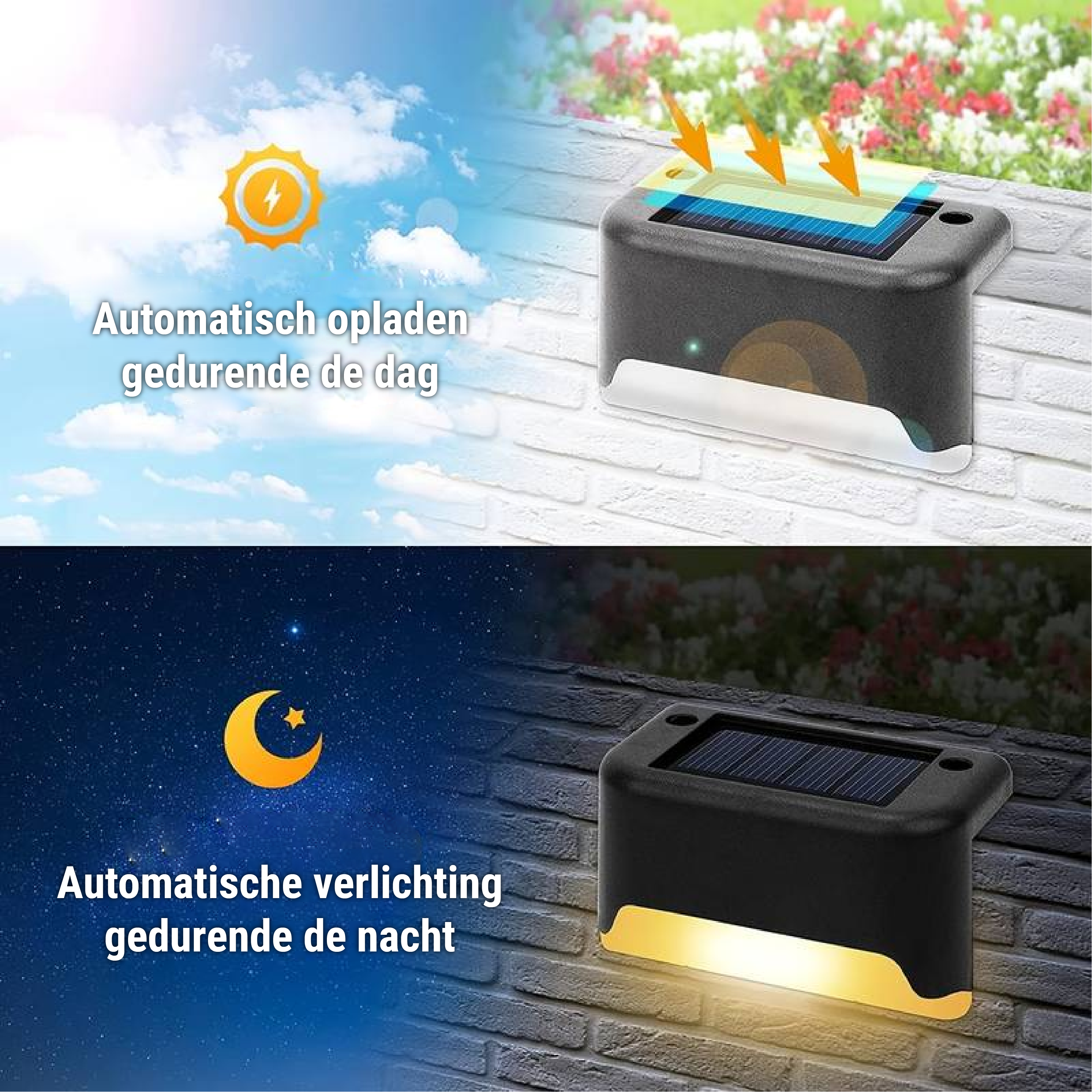 Wireless solar-powered LED wall lights