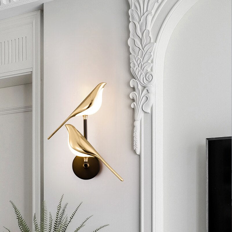 Scandinavian LED bird wall lamp