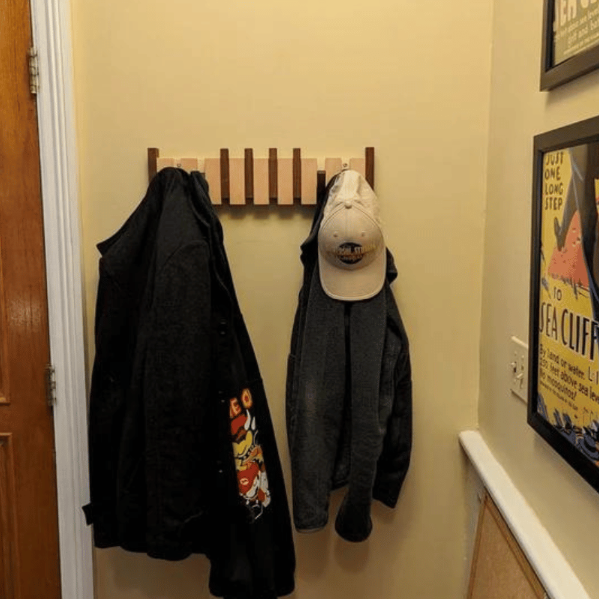 Wooden piano coat rack