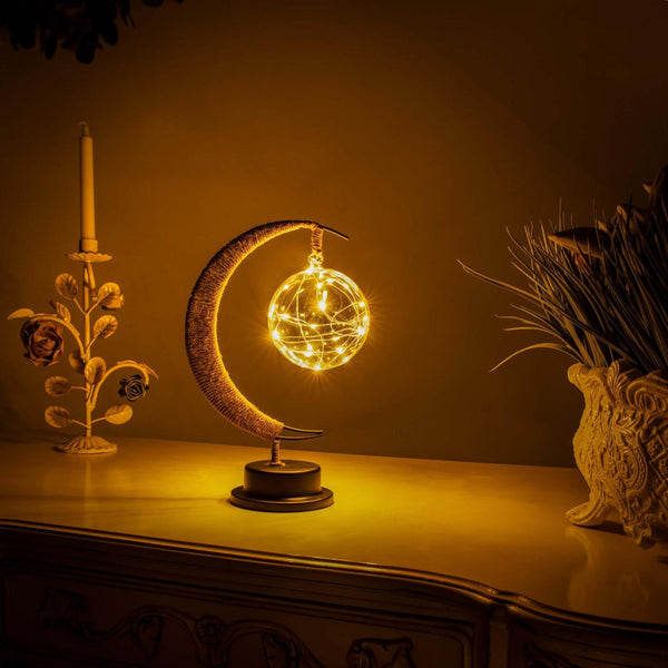 Enchanted Lunar Lamp Made of Glass with Warm Light